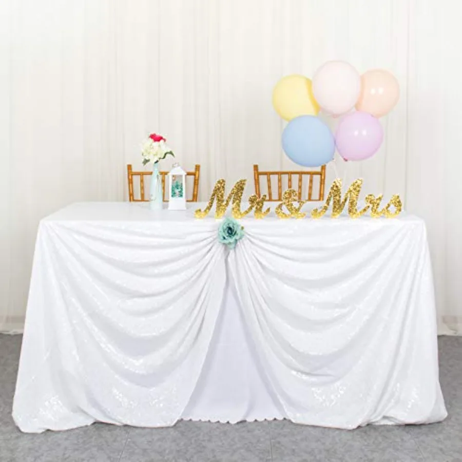 

90x132 Inch Sequin Tablecloth - Sparkling Decorative Table Cover for Birthday, Wedding, Christmas Party Decor, Durable Sequin T