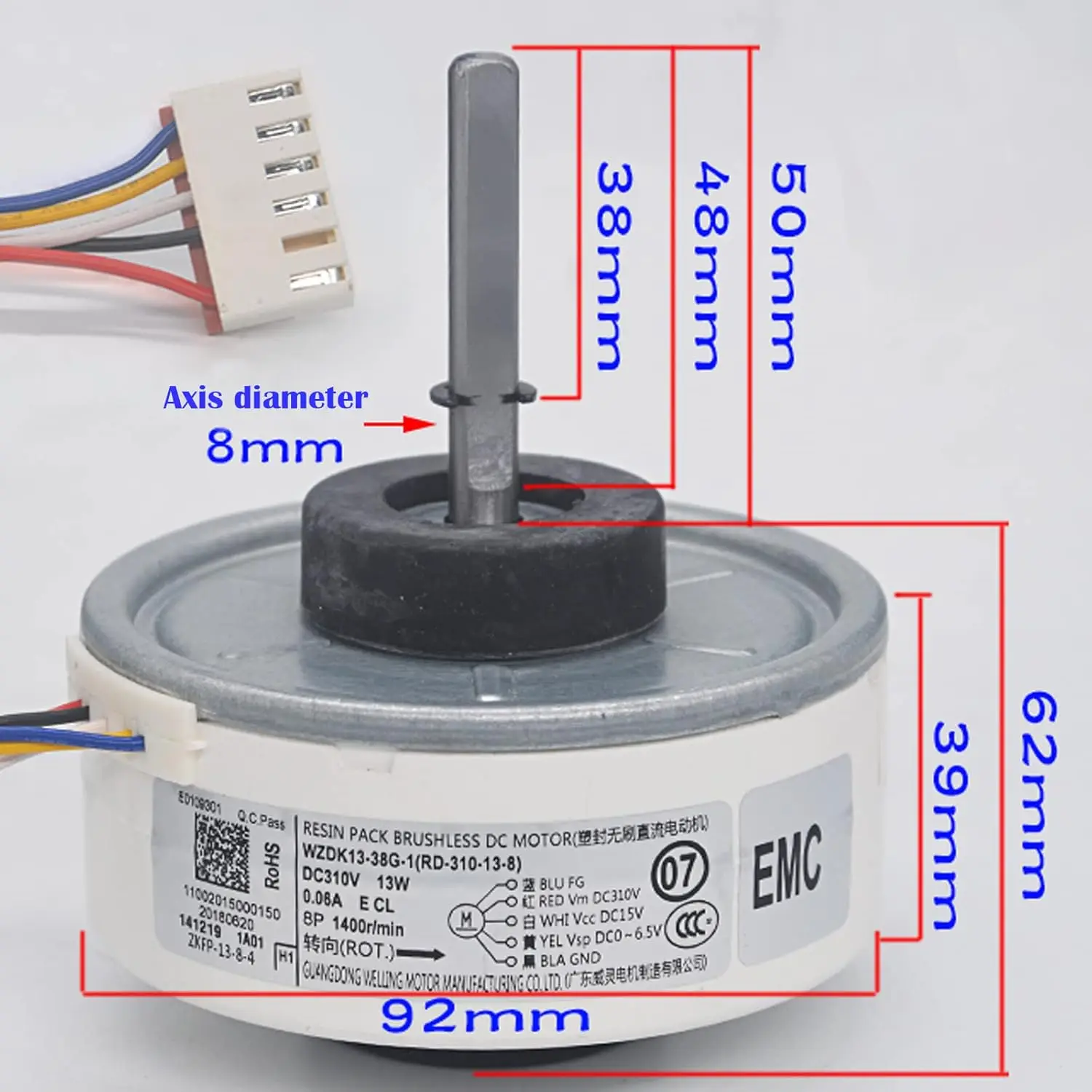 Air Conditioner Motor RD-310-13-8 WZDK13-38G-1 13W DC Brushless Fan Motor for Home Cooling System Inverter Fan Motor