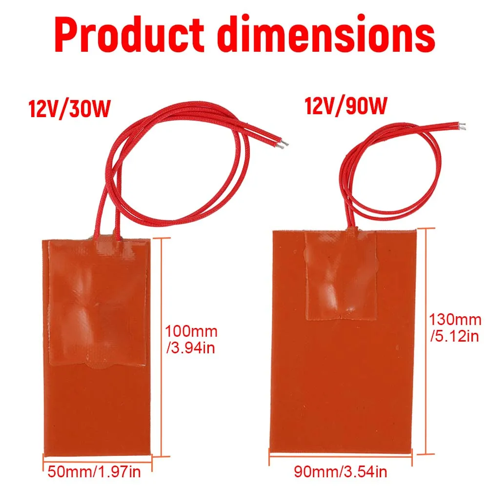 30W90W 12V Heating Pad With Self-Adhesive Backing Thermostat Quick Heating Silicone Fuel Tank Engine Fuel Tank Heating Accessory