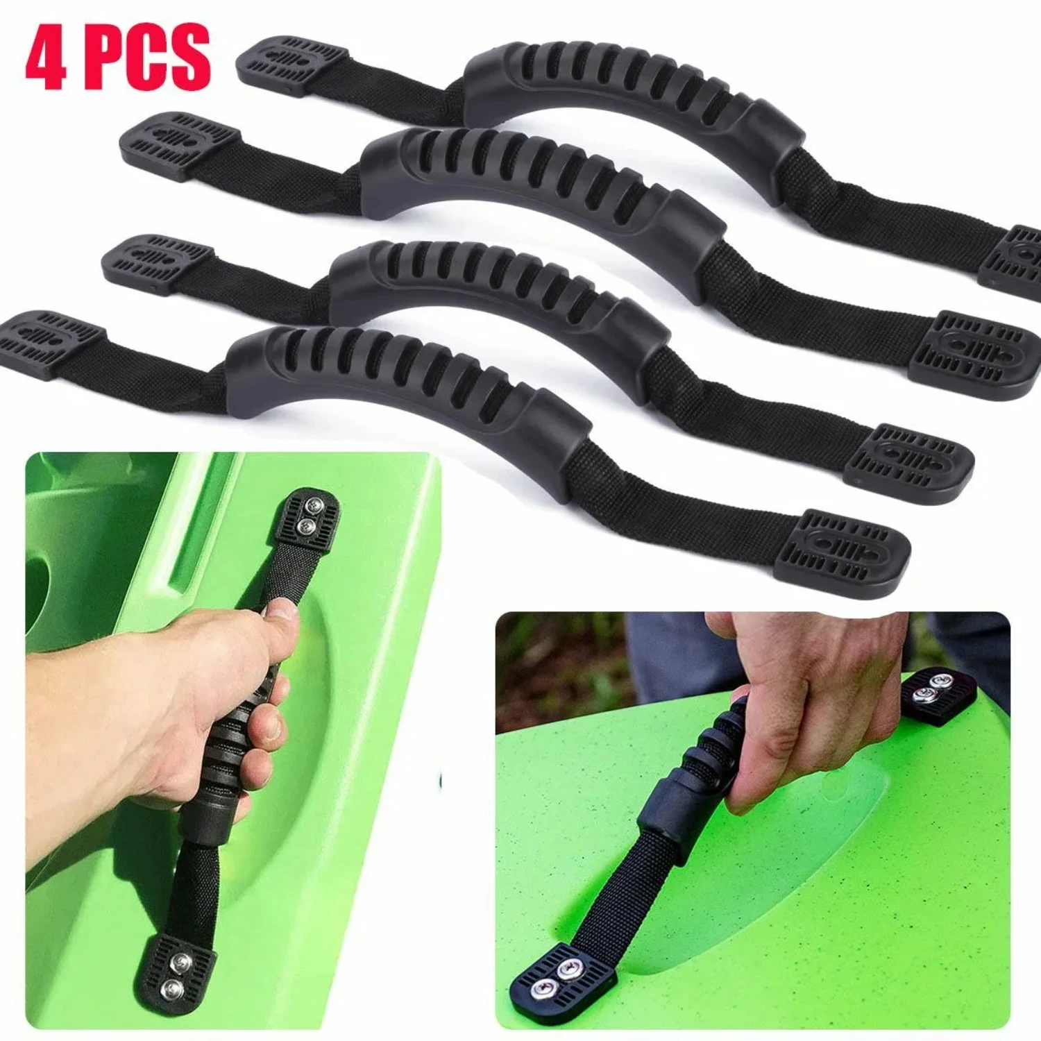 4-pack Rubber Boat Luggage Side Mount Carry Handles Fitting for Kayak Canoe Boat