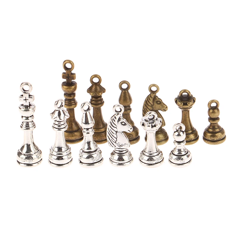 6Pcs/Set Charms Chess Knight Bishop Pawn Antique Pendant Fit Vintage Tibetan Bronze DIY For Handmade Jewelry Accessories