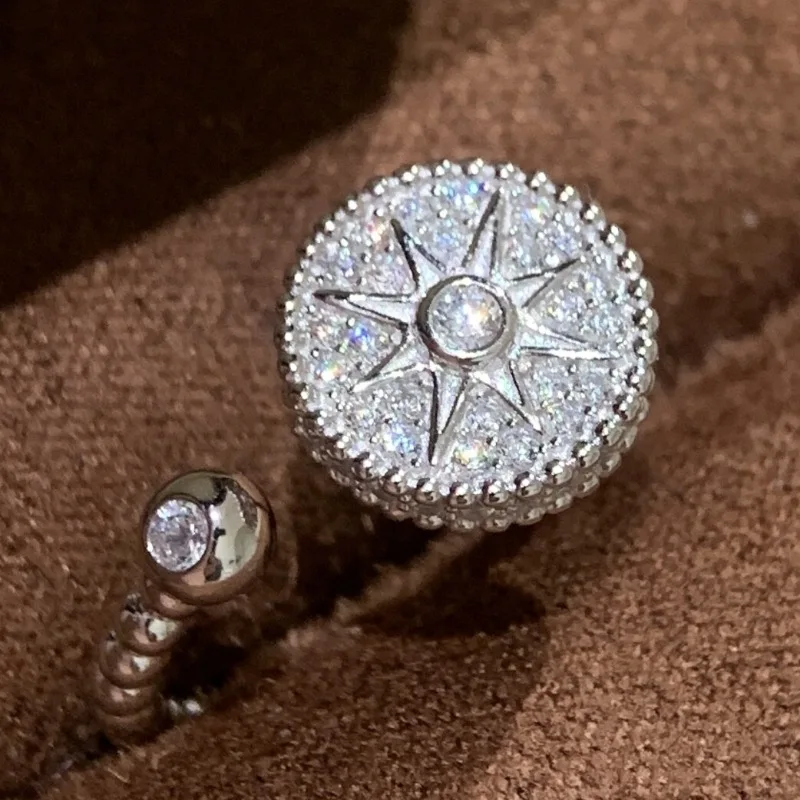 High quality dazzling Full Diamonds Octagonal Star necklace earrings Ring Exquisite Round Elegant Fashion jewelry sets