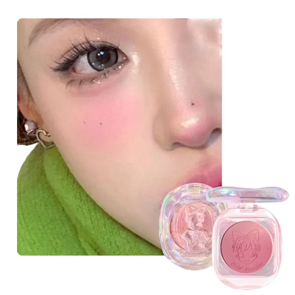 Paleta de colorete de polvo Gradual para niña, crema de maquillaje de concha de cristal, tinte de melocotón rosa, rubor, cosméticos, contorno de mejillas B Q4G3