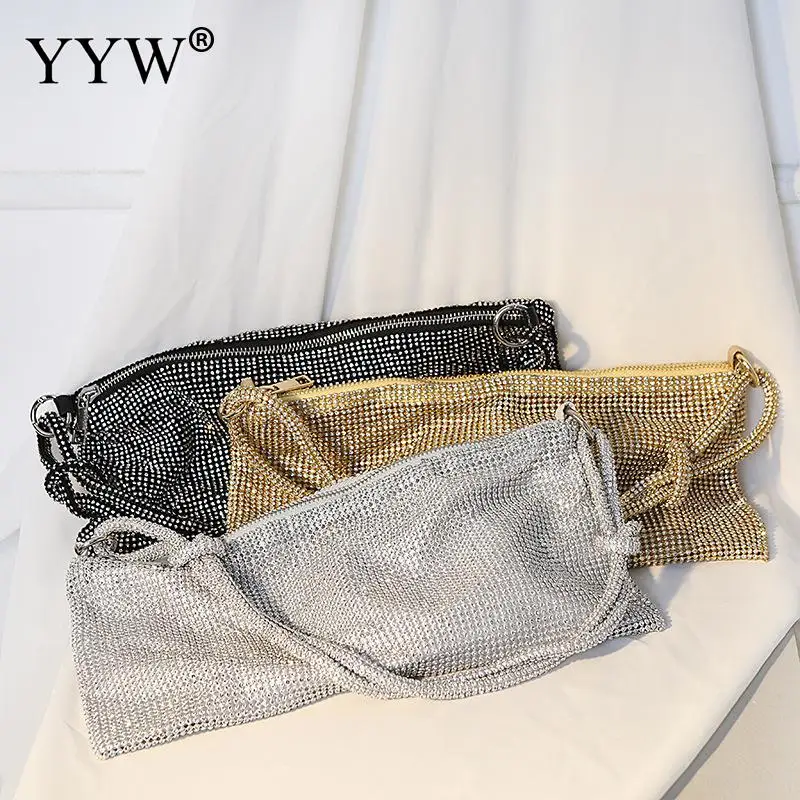 Chic Sparkly Evening Handbag Bling Shiny Rhinestones Women Clutch Bag Luxury Designer Underarm Shoulder Party Wedding Purses