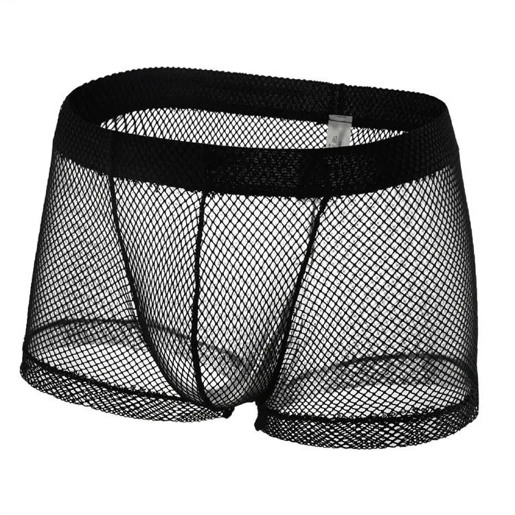 Men\'s Erotic Trunks Gays Sexy Low Waist Slim Mesh Full Trnasparent Boxer Shorts Sissy Fashionable Breathable Bulge Pouch Panties