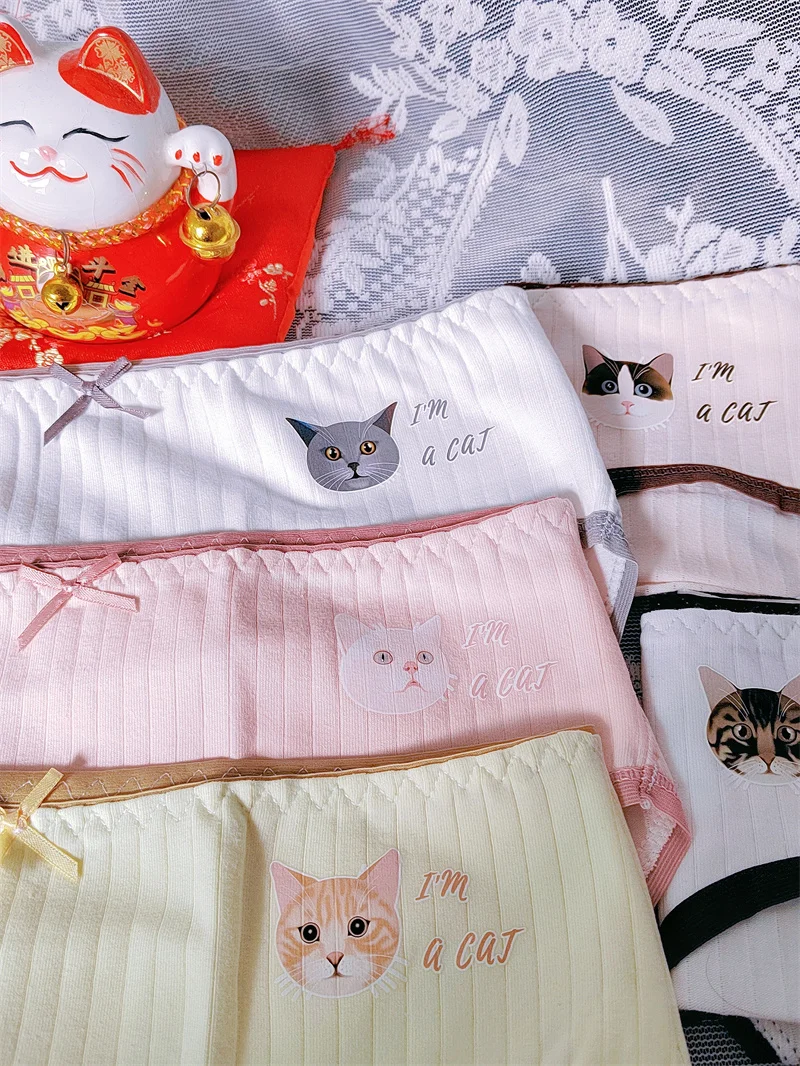 Clearance Girls Underwear Cotton Underwear Breathable Briefs Kitten Print Seamless Girls Underwear