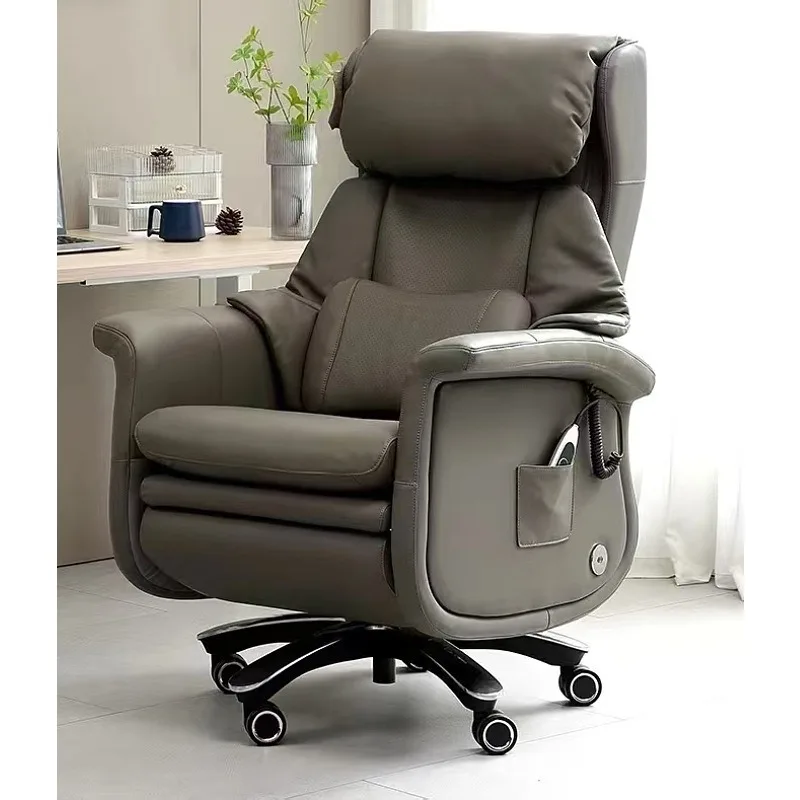 

Electric Leather boss Chair Office Chair Reclining Massage Leather Lifting Artificial Body Science Sedentary Home Use Computer