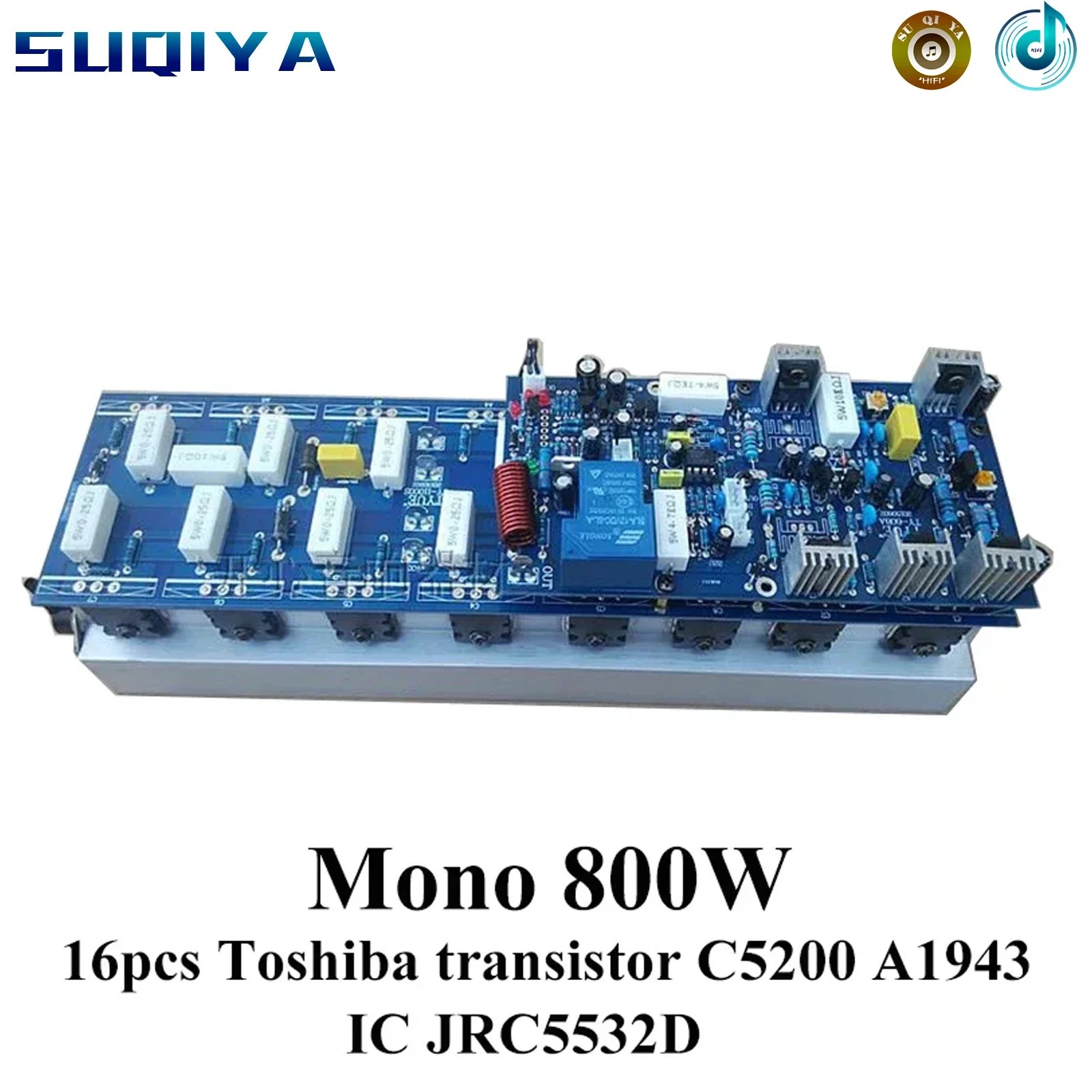 

800w Mono Power Amplifier Board 16pcs Toshiba Transistor C5200 A1943 JRC5532D Dual Op High Power Low-noise HIFI Audio Amplifier