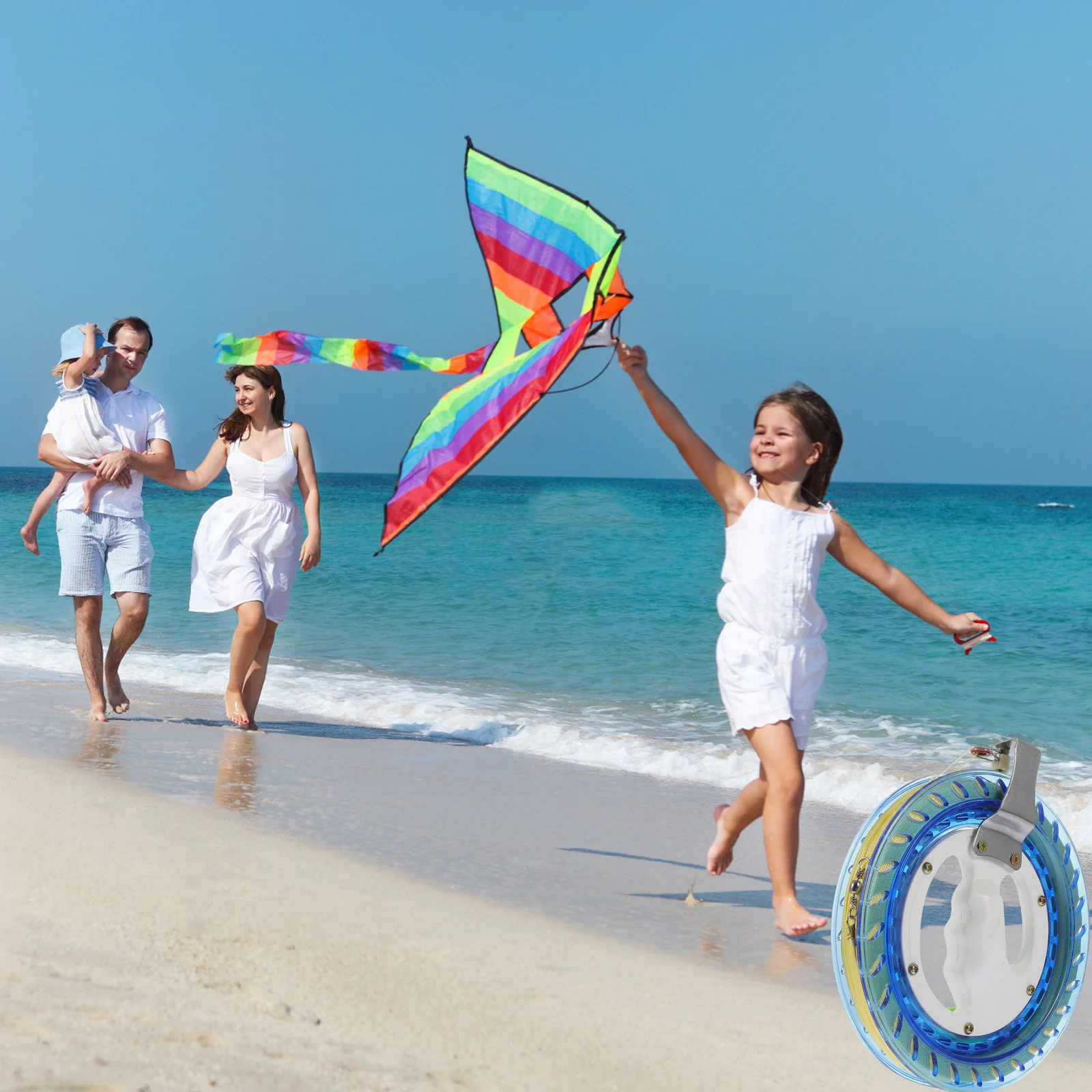 1 مجموعة طائرة ورقية بكرة اللفاف التلقائي قفل خفيفة الوزن سهلة الحمل طائرة ورقية خط عجلة أداة رياضية في الهواء الطلق أداة رياضية خارجية زرقاء