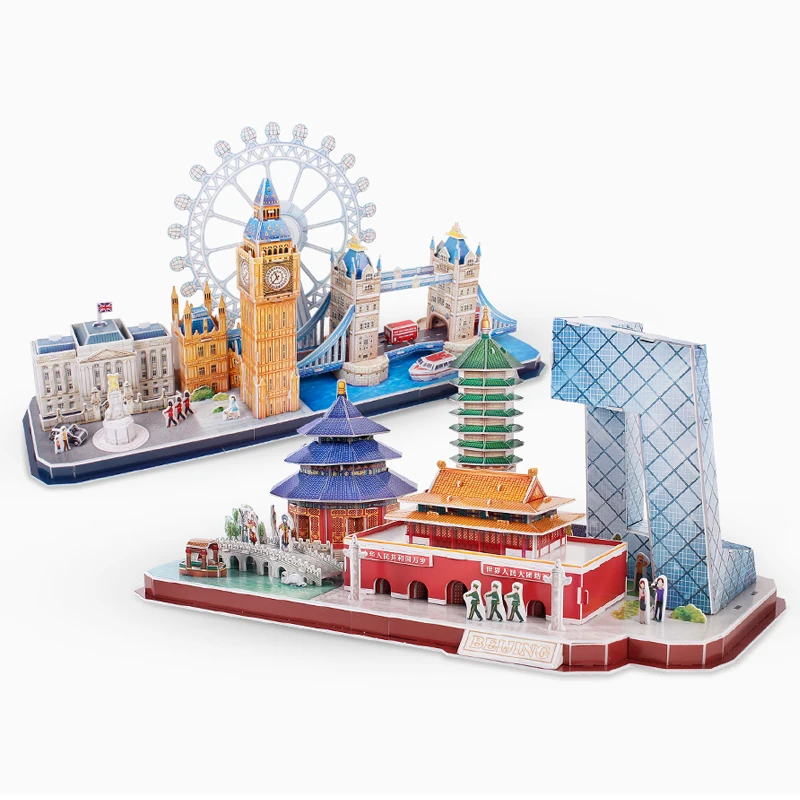 3D Paper Puzzle DIY toy China Beijing Shanghai London Paris New York Barcelona Moscow Bavaria Venice City Line Birthday Gift 1pc