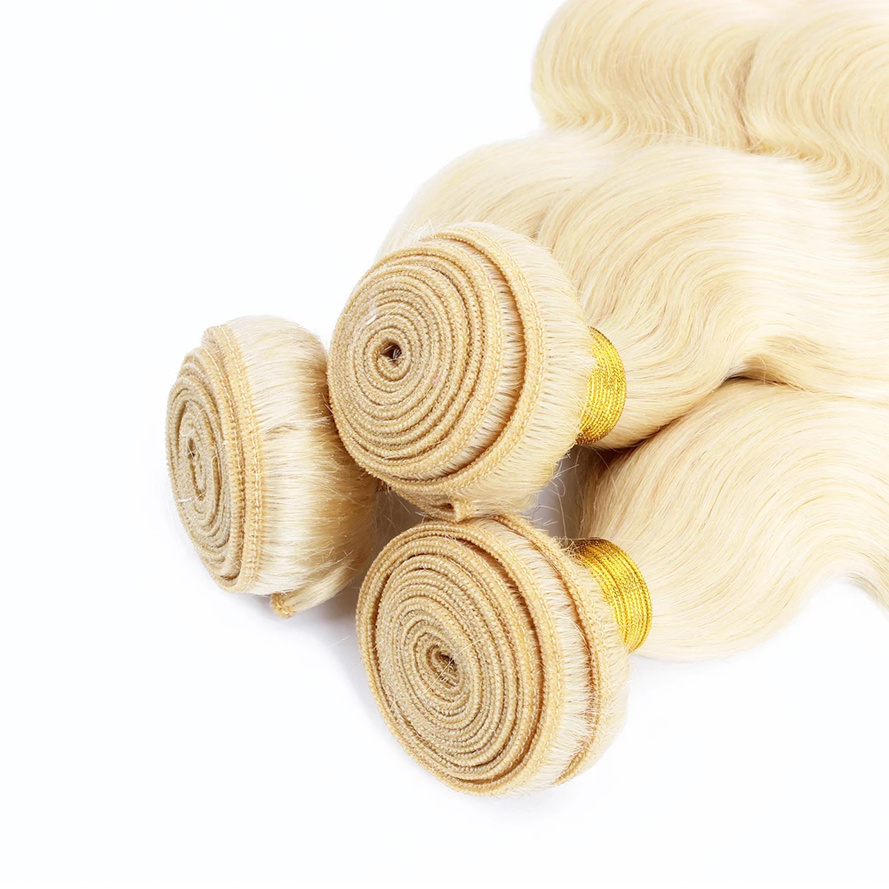 1/3/4PCS 613 Blonde Color Straight Body Wave Human Hair Bundles 95g/PC Brazilian Honey Blonde Human Hair Extentions For Women