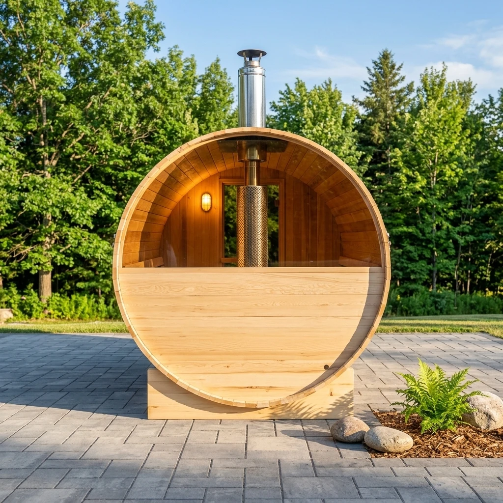 Modern Outdoor Sauna Hemlock Wood Burning Stove Sauna Changing Room Electric with Computer Control Panel