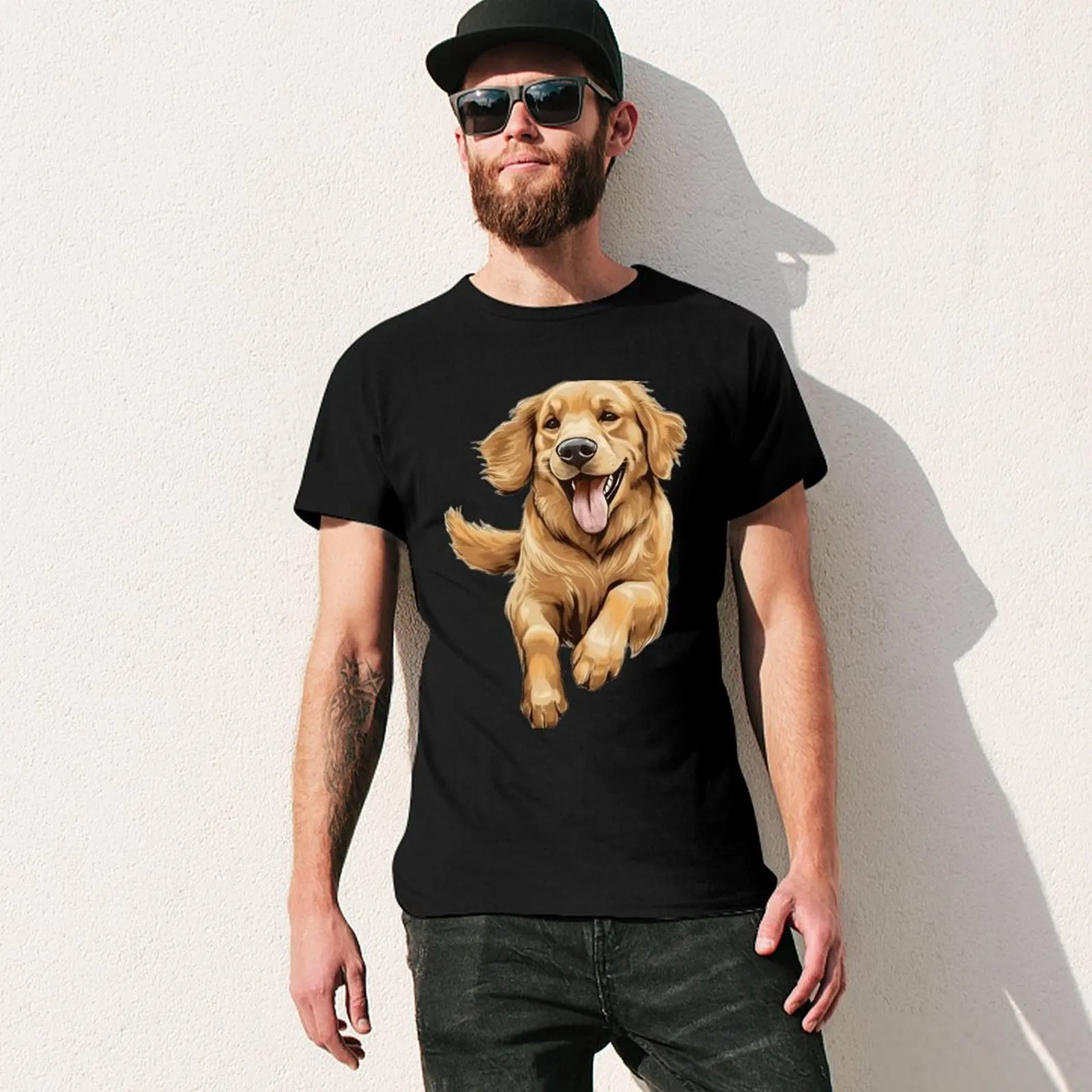 Happy Golden Retriver T-Shirt valentines boutique clothes blanks mens t shirts pack