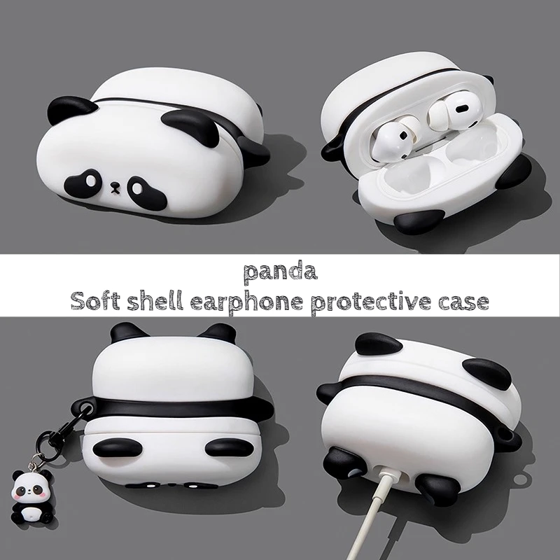 

2025 New for AirPodsPro3 Pro2 Pro 3D Cute Panda Silicone Earphone Case for Airpods 1 2 3 4th Generation Soft Protective Sleeve