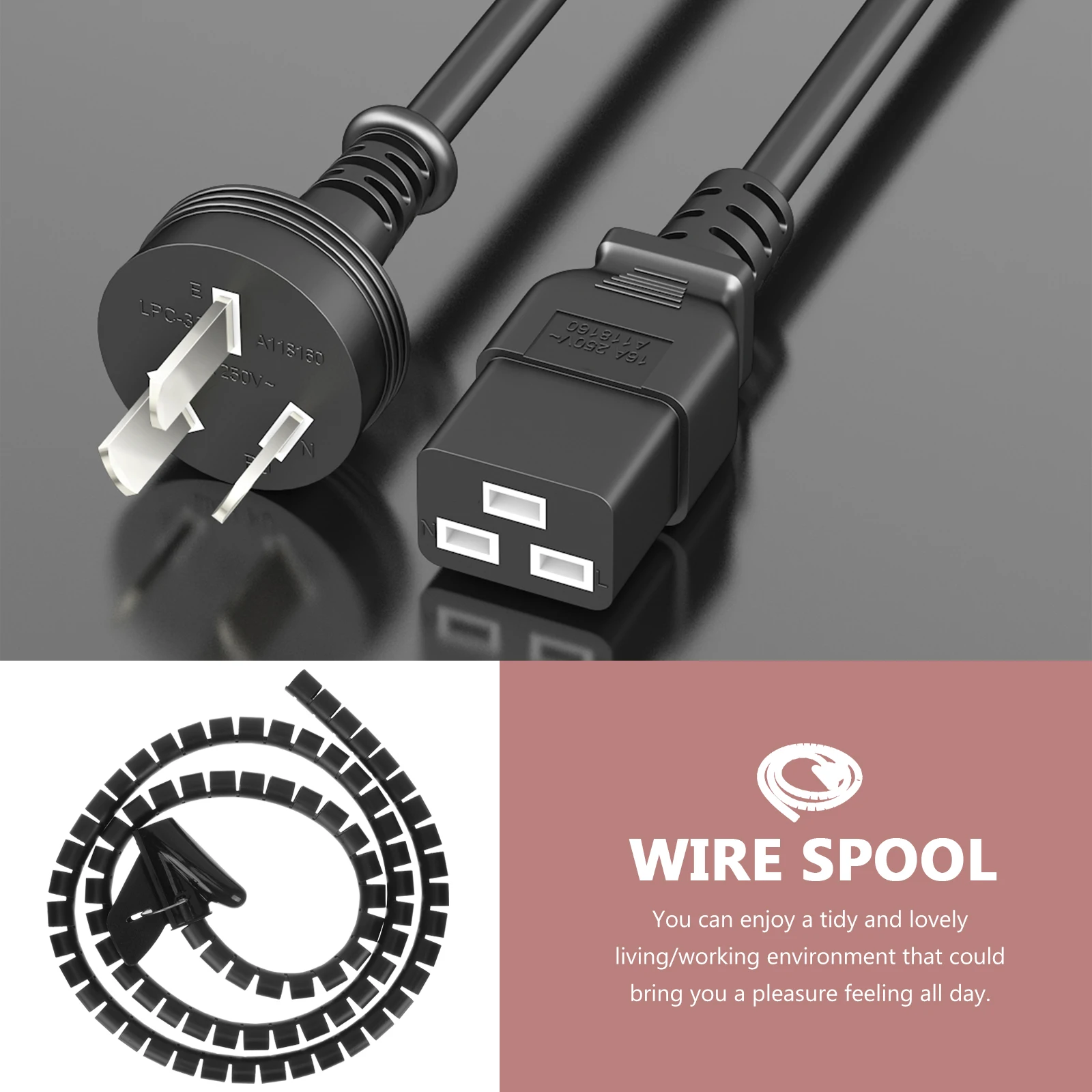 دوامة التفاف الحبل اللولب حامل أسود كم مرنة مغطاة كابل أنبوب ganizer ملفوف أنبوب دوامة إدارة الأسلاك الأنابيب