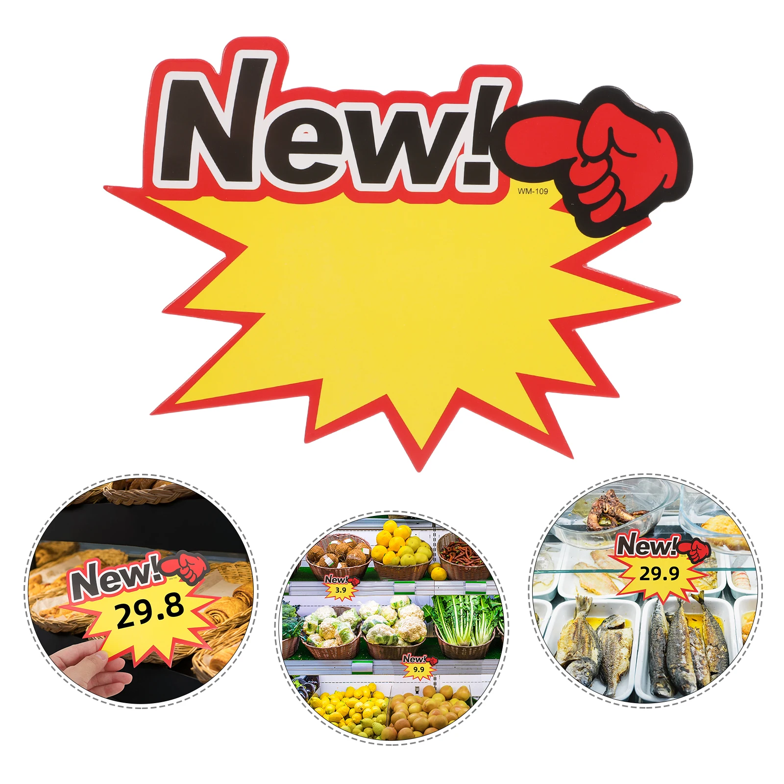 

100pcs Price Labels Retail Display Signs Sturdy Cardboard Burst Shape Bright Colors Garage Sale Supermarket Supplies Display