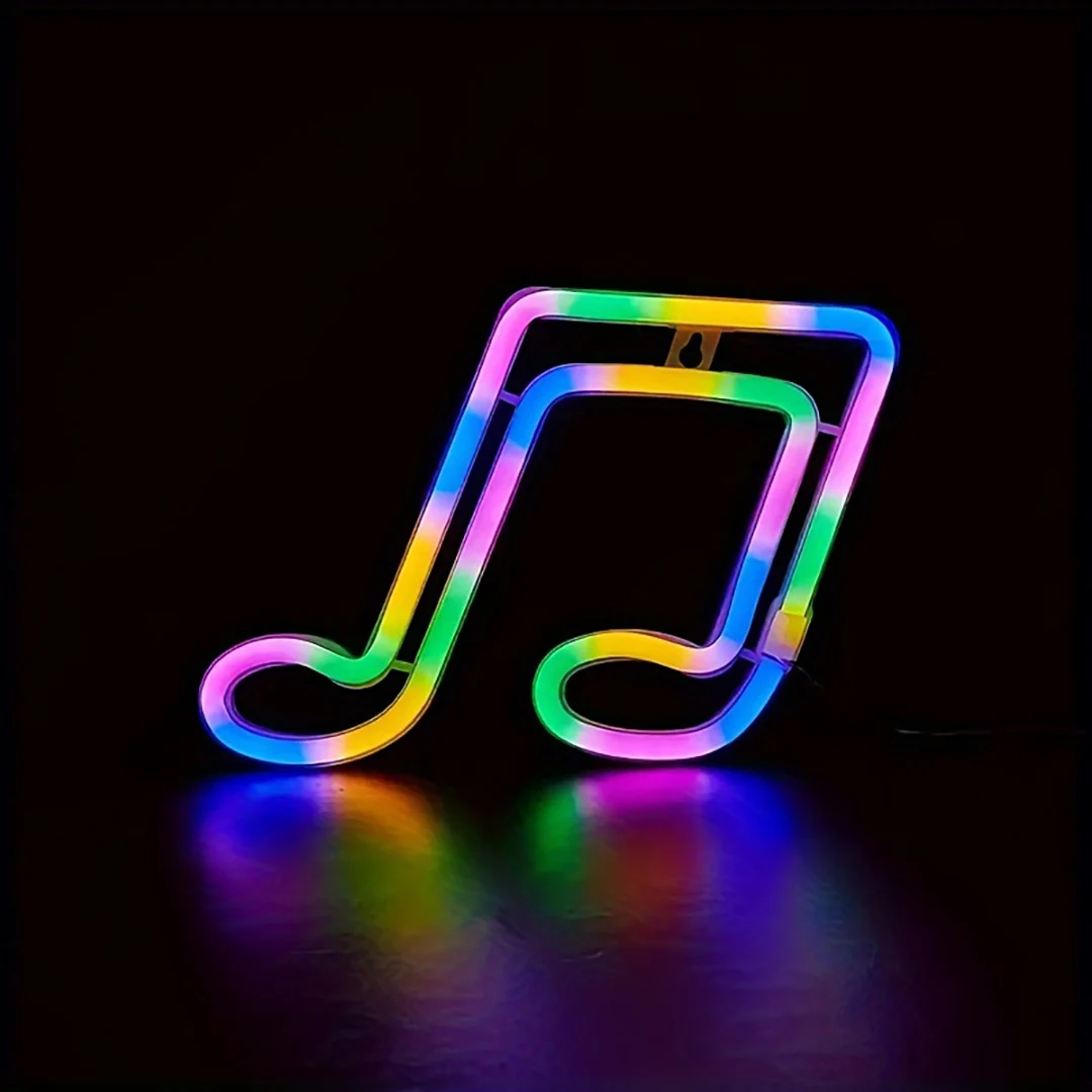 Music note neon light, battery or USB powered, bedroom, holiday party, wedding decoration, multi-purpose wall mounted light