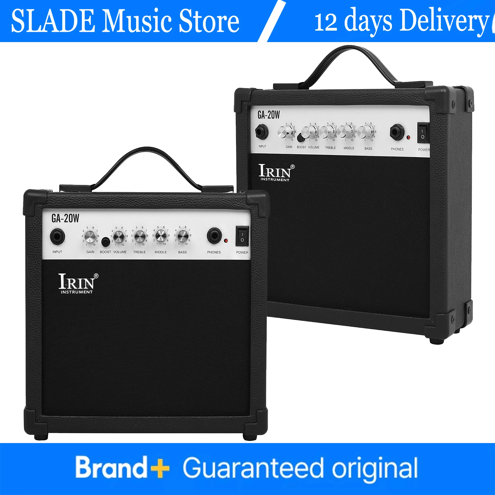 

IIRN GA-20 20 Вт для гитары и бас-усилителя — твердая древесина, глубокая бас-гитара, контроль эквалайзера, 220 В, вход AUX, портативный портативный