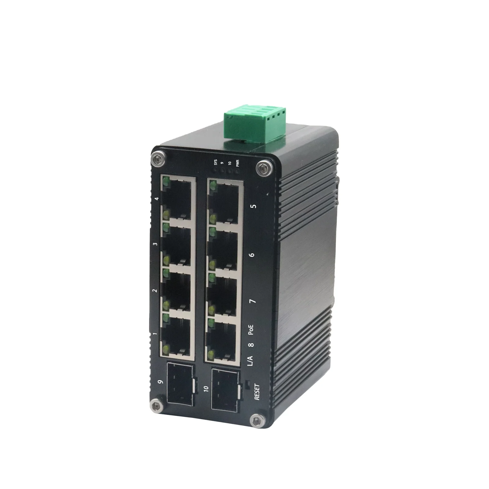 Mini Industrial Managed 8-Port 10/100/1000T 802.3at PoE + 2-Port 100/1000X SFP Ethernet Switch