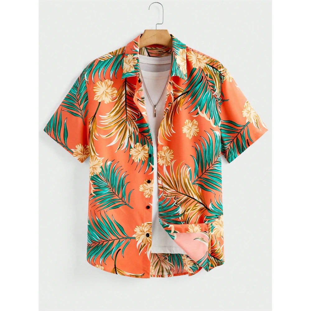 Summer Hawaiian Palm Tree Ocean Wave 3D Printing Men's Shirt Casual Clothing Oversized Short Sleeve Shirts for Men Fashion Tops