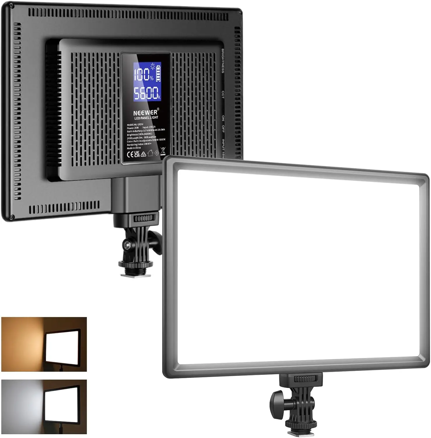 

Ultra Thin 20W Bi-Color LED Video Light Panel, Dimmable Soft Light for DSLR Camera, 4000mAh Battery, CRI97+ Studio Lighting