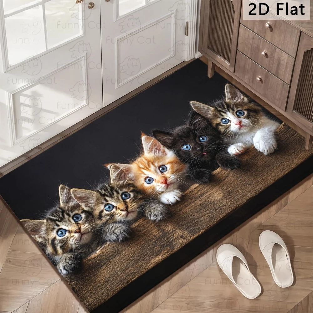 Adorable Home Bathroom Ideas - Schattig Kitten Familie Vloerkleed voor Woonkamer,