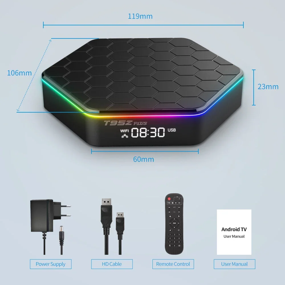 2023 T95Z PLUS Android 12 TV Box Allwinner H618 6K 2.4G 5G wifi6 4GB 64B 32GB 2GB16GB  BT5.0 H.265 Global Media Player Receiver