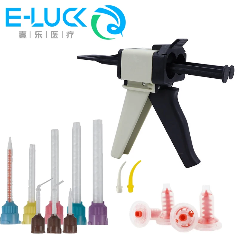 Dental Impression Mixing Tips Silicon Rubber Head Universal 1:1 Silicone Glue Gun Dentist Dispensing Tools