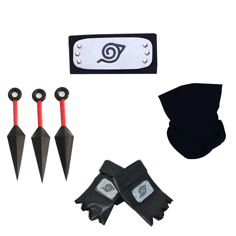 Anime Hatake Kakashi Cosplay Handschuhe Maske Stirnband Anime Zubehör Kunai Spielzeug Actionfigur Handschuhe Stirnband Uchiha Set Geschenk – Detail 11