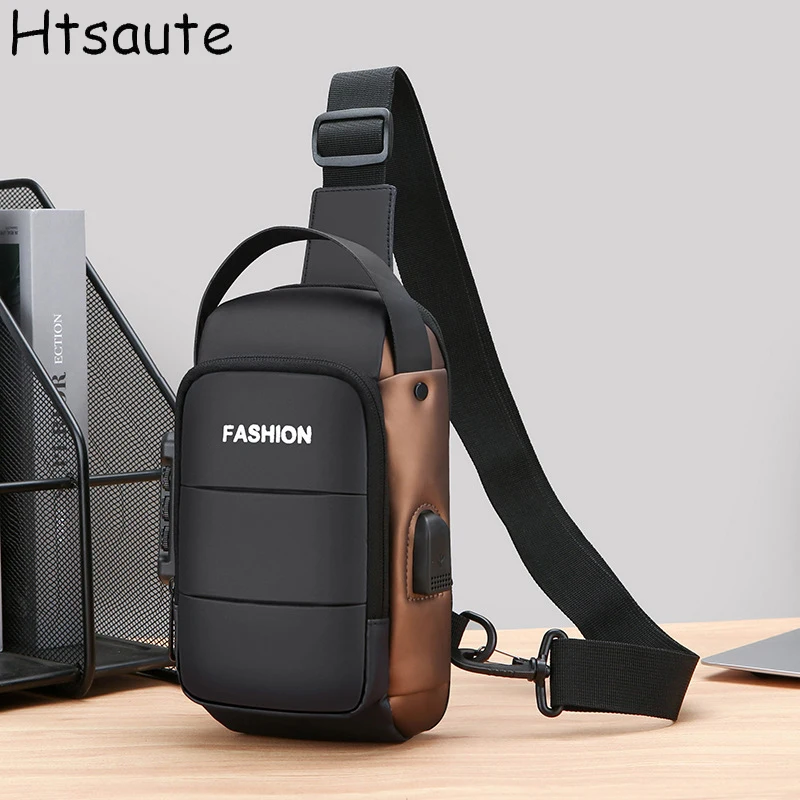 

Anti-theft Combination Lock Chest Bags With USB Charging Port Men Business Storage Crossbody Bag Casual Travel Chest Packs Male