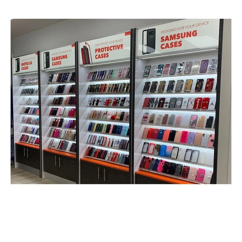 Custom, Modern Cellphone Repair Store Design Mobile Accessories Display Furniture Showcase Phone Display Wall Cabinet