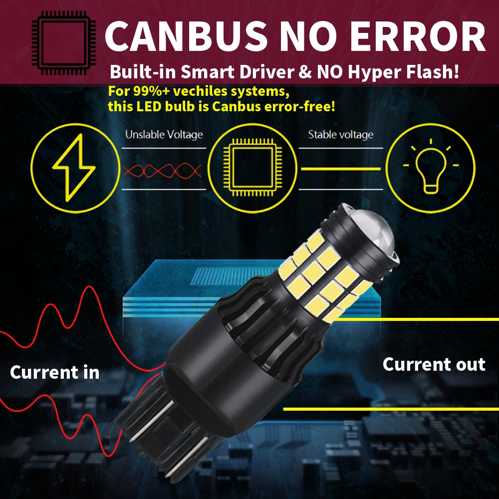 2pcs T20 W21/5W 7443 W21W 580 7440 LED Brake Lamp Tail Light Canbus Car Stop Diode Bulb 12v For Nissan Pathfinder R52 2013~2024