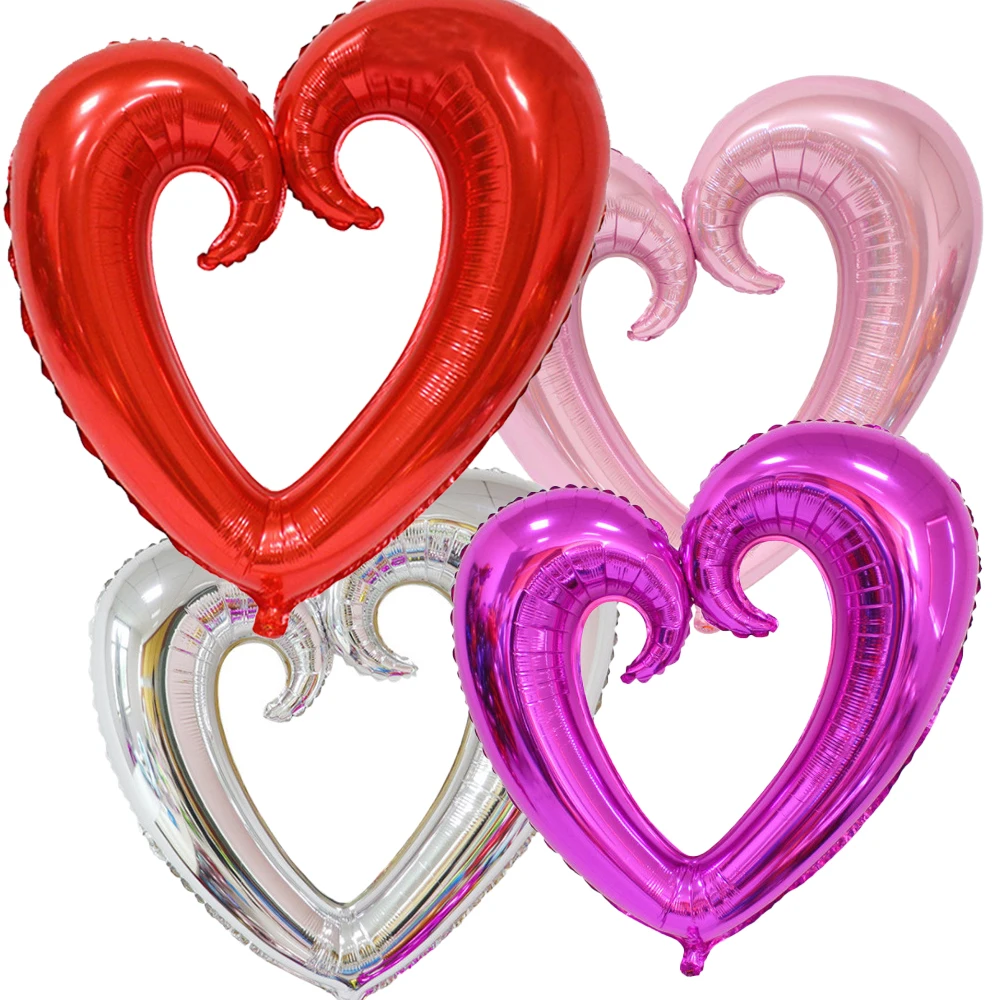 

5Pcs Giant Foil Heart Balloon Romantic 40Inch Hook Heart Shaped Balloon Valentines Day Gift Wedding Decoration Birthday Supplies