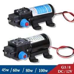 DC/12V 45/60/80/100 Watt Micro Electric Diaphragm Water Pump Self-Priming Automatic Switch 3/8'' Connection 4/5/6/8L Per Minute
