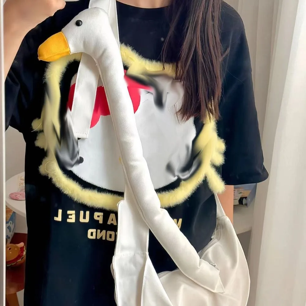 

Casual Zipper Big Goose Bag Diagonal Solid Color Cute Duck Crossbody Bag Canvas Large Capacity Shoulder Bags Travel