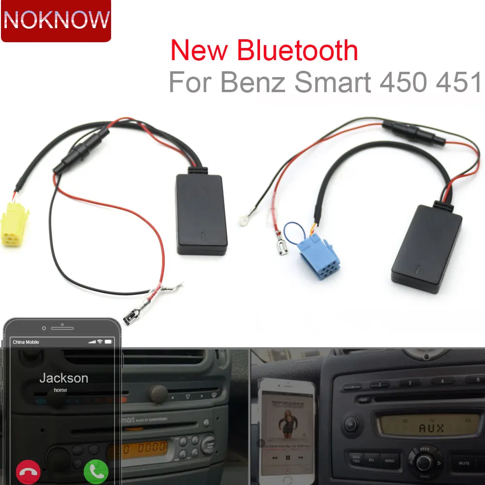 Nowy samochodowy moduł Bluetooth 5.0 Kabel Audio AUX Adapter do Smart Fortwo 450 451 Roadster Grundig Radio CD 6 8 pinów MINI ISO Plug