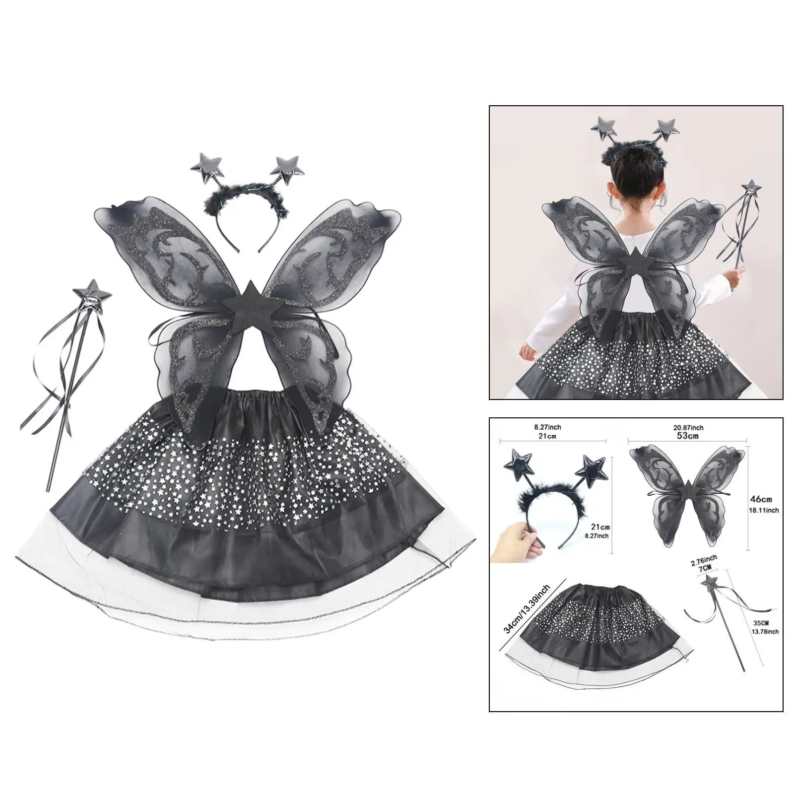 

Tutu Skirt Set Angel Wing Child Halloween Costume for Festival Photo Props Party