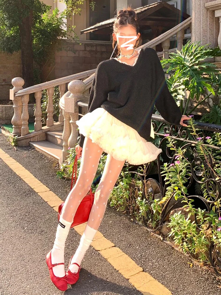 Bla v-ne Bal Knot suéter mujer Otoño Invierno nuevo perezoso de gama alta ropa interior de punto Top coreano Sle