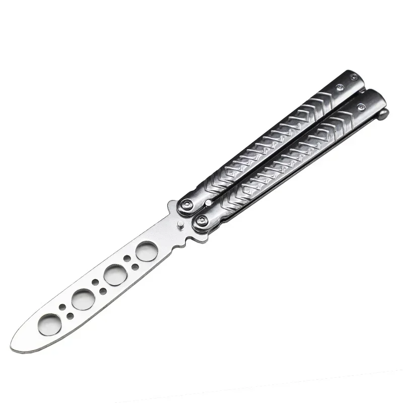 Folding Game Knife for Training Stainless Steel Portable No Sharp Blade Practice FlippingChildren Butterfly Knife