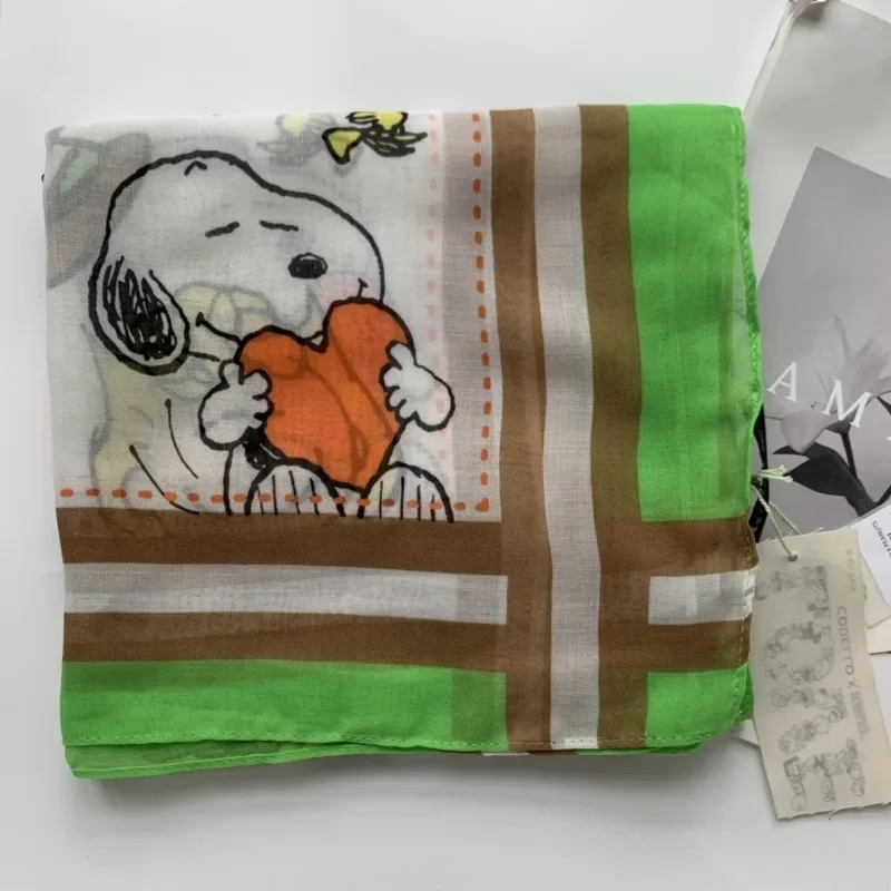 Snoopy Cartoon Women Scarf Anime Figure Woodstock Fashion Boys Girls Silk Scarf Winter Autumn Warm Neck Collar Kerchief Gifts