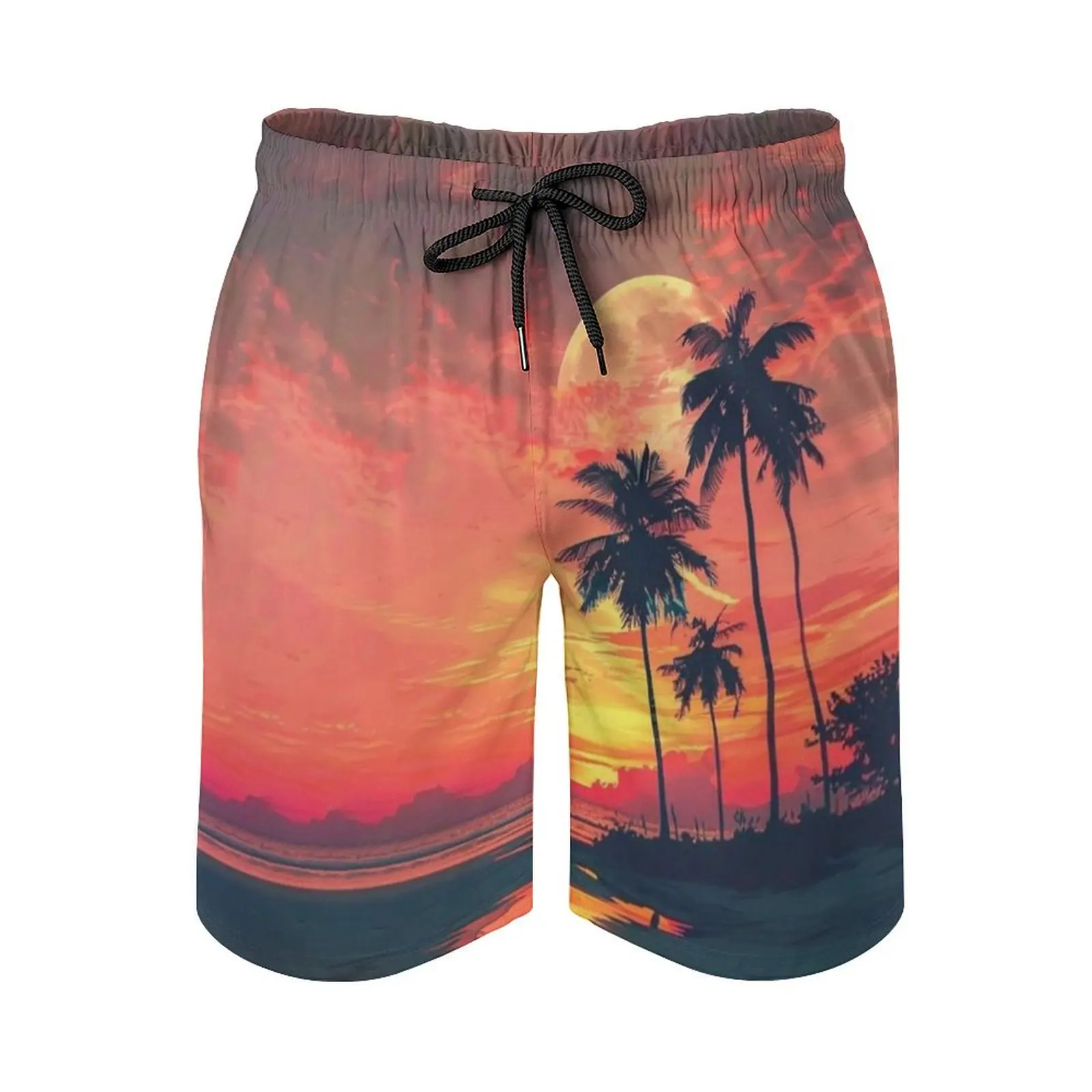 Men's Fashion Summer Loose Simple Leisure Oil Painting Style Silhouette Color Irregular Print Can Wear Beach Pants