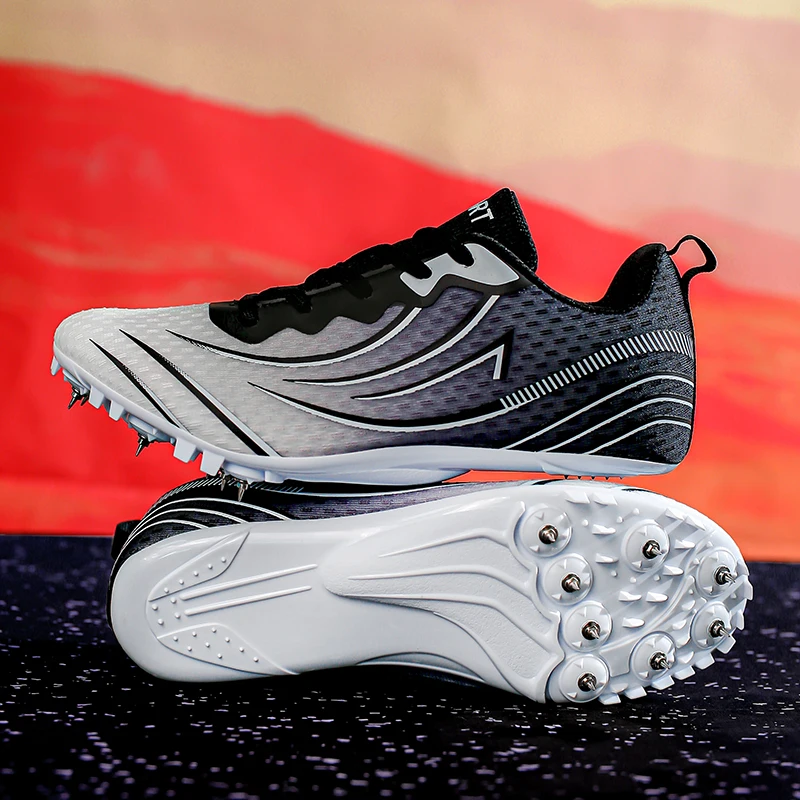 Youth Teen Girls Sprint Track Spikes Shoes Lightweight Mesh Breathable Professional Racing Running Cleats for Athletic Competiti
