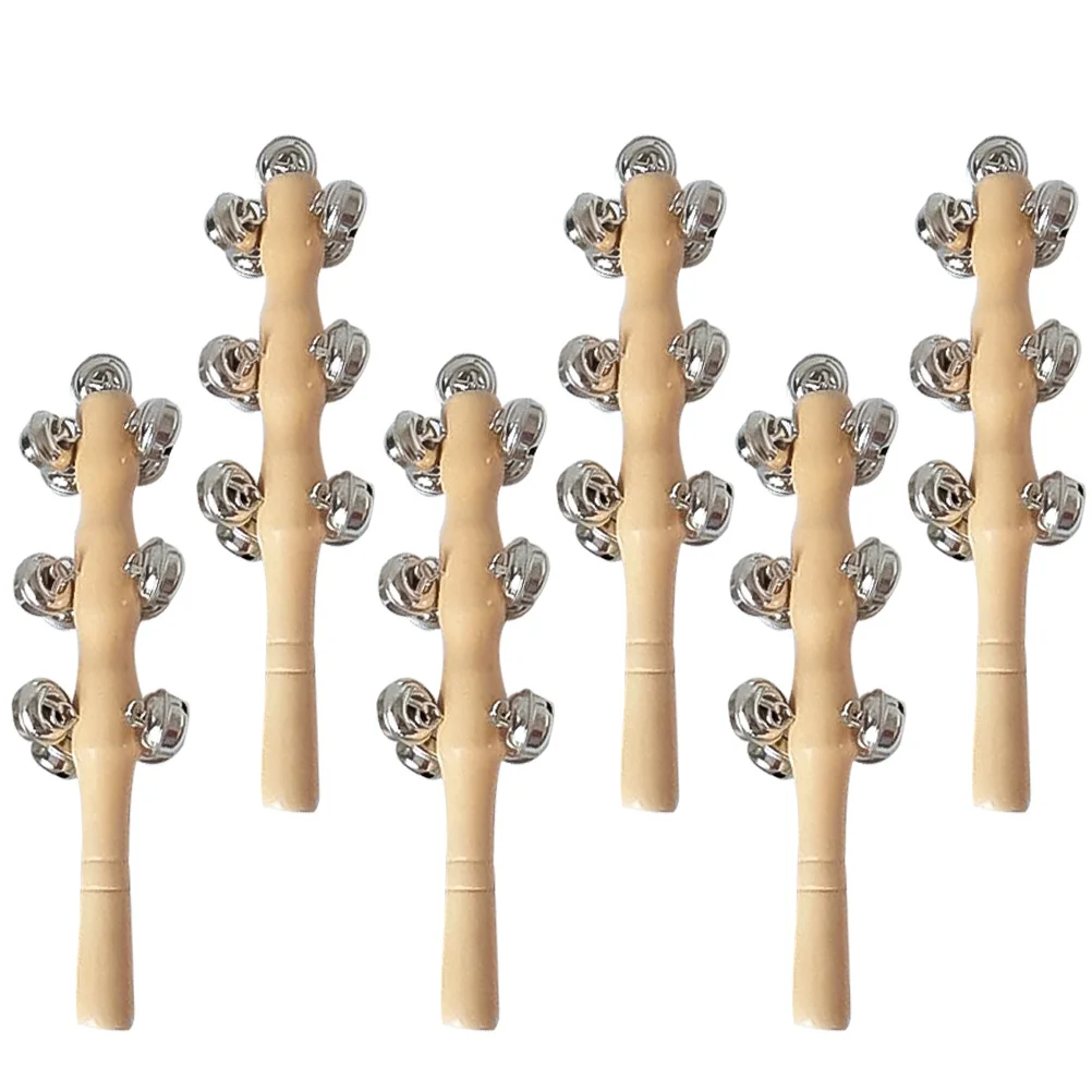 6 pezzi di sonaglio in legno per bambini, campanelle a mano, strumento musicale durevole per il stimolo uditivo infantile e lo sviluppo precoce