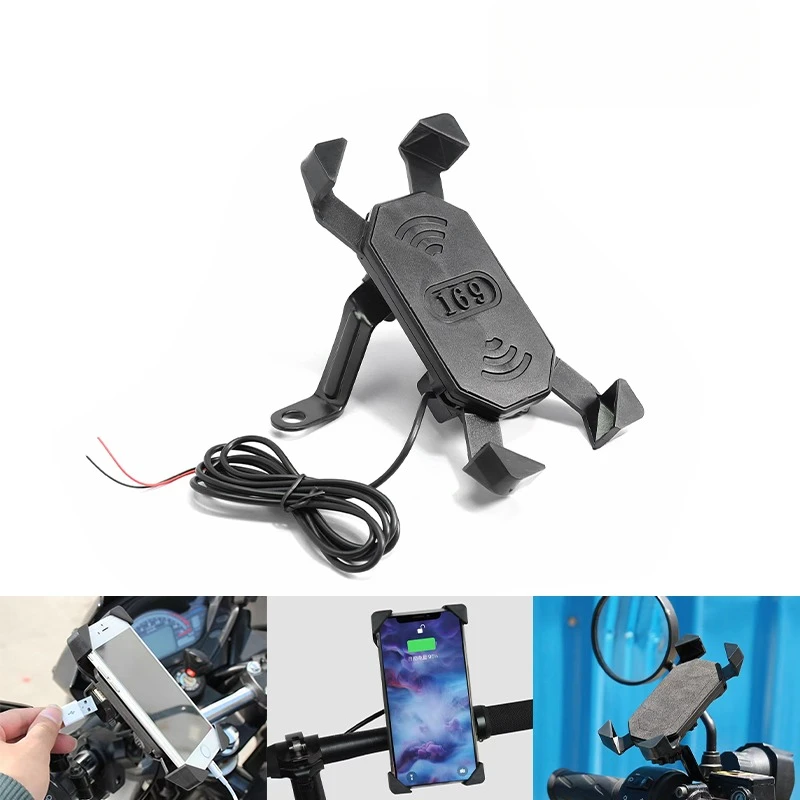 

360° Rotatable Charging Phone Holder for Moto Motorcycle Stand Bracket Non-slip