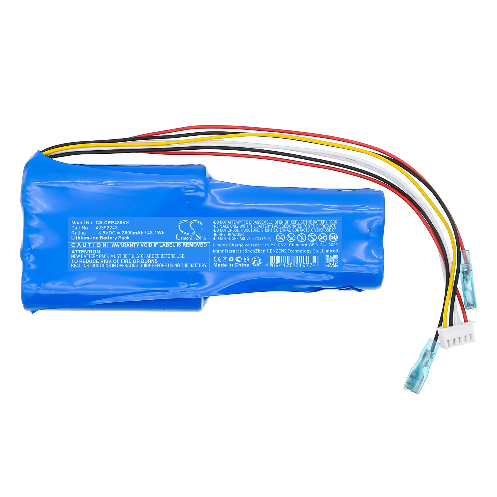 CS Replacement Battery for Concept VP4380 PN:42392243 2600mAh / 48.1Wh
