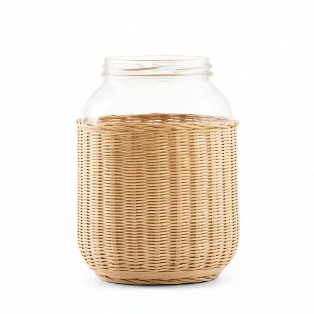 Handmade Bamboo Woven Cup Sleeve Natural Drink Carrier Retro Coffee Holder Eco Friendly Tea Bottle Wrap Beverage Handbag