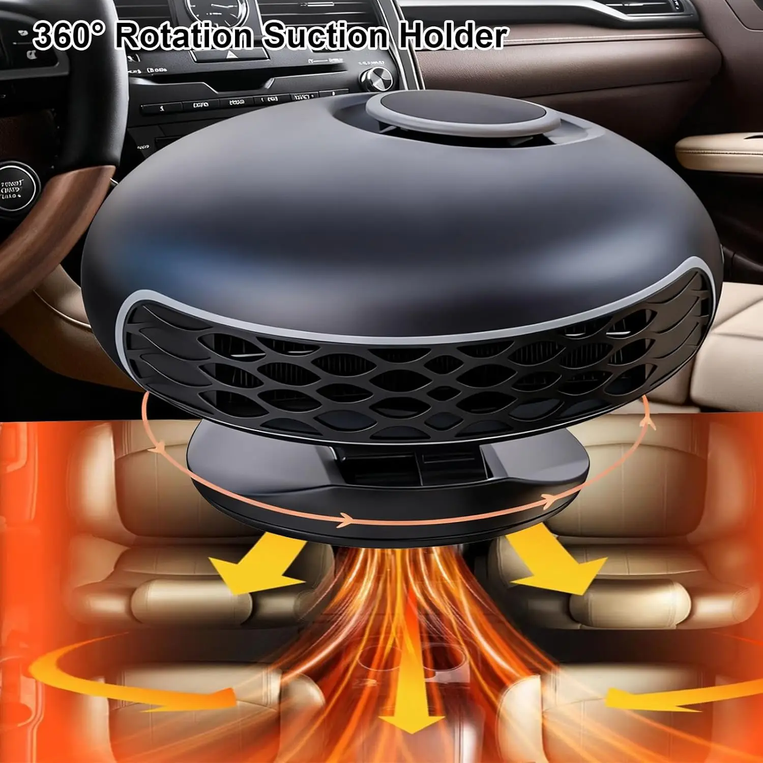 سخان سيارة 12 فولت 180 وات 2IN1 مع حامل شفط، مزيل الضباب السريع للزجاج الأمامي