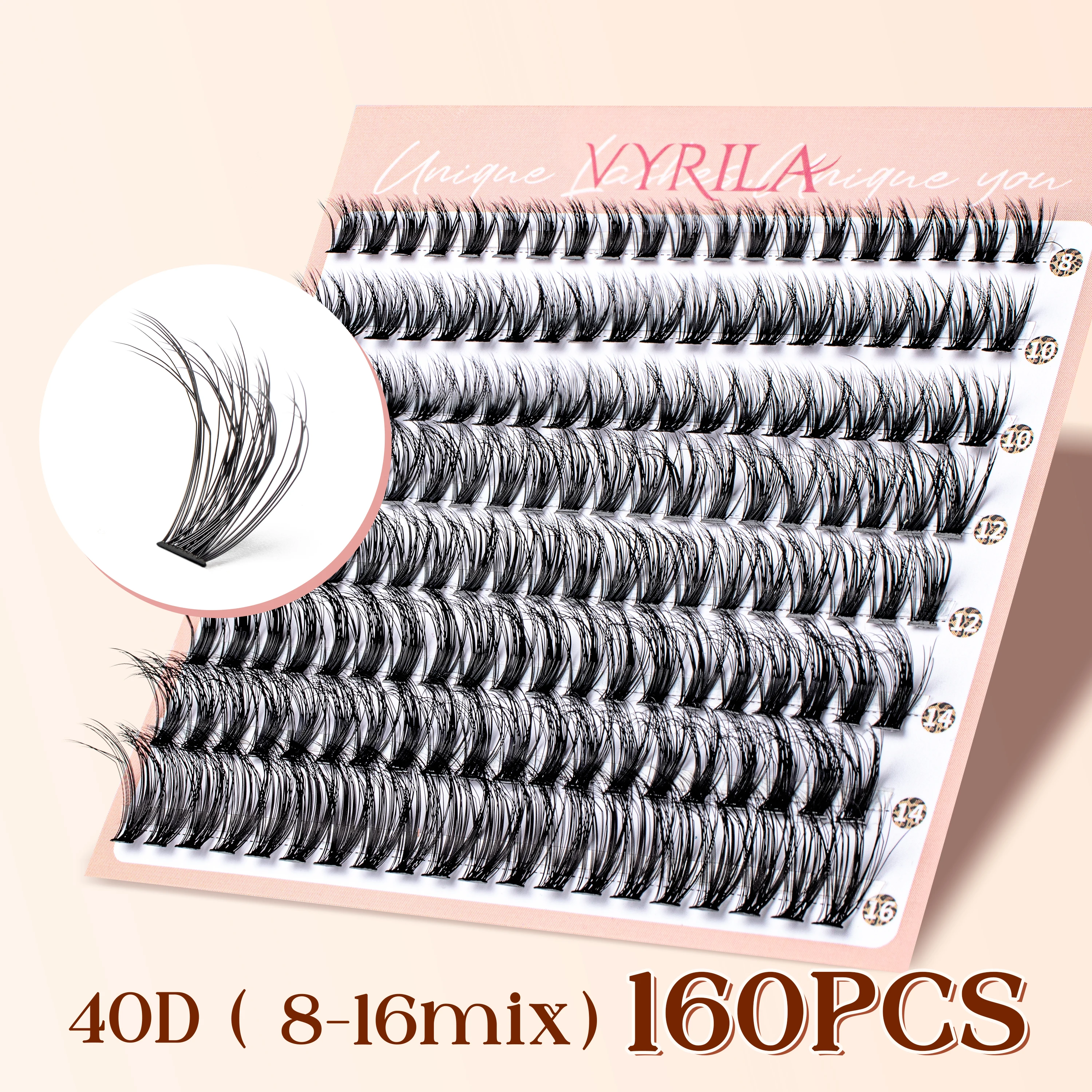 Wimperncluster 0,05 mm PBT-Faser-Wimperncluster 0,1 mm Superfeine Invisiband D Curl Diy Wimpernverlängerung 8–16 mm einzelne Wimpern