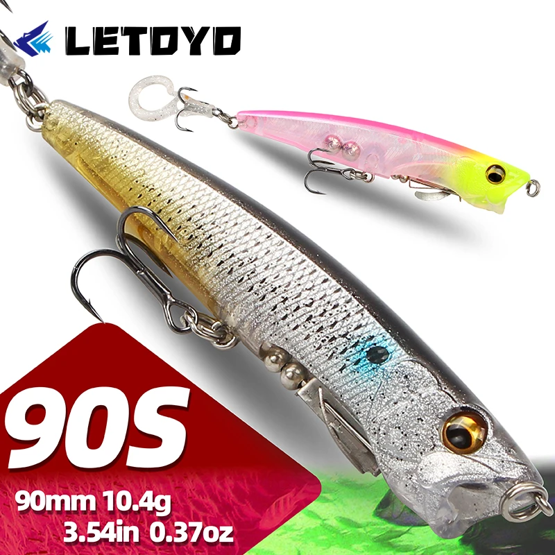 LETOYO Leurre dur coulant type crayon 90mm 75mm pour la pêche au bar et à la perche, leurres artificiels pour eau douce