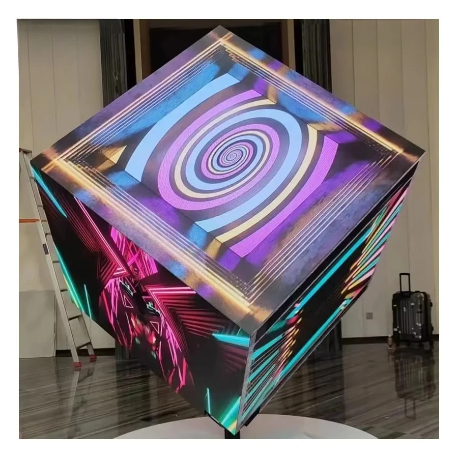 Factory Customized P3 Full Color High Definition 3D Indoor Light Emitting Diode Cube Display Waterproof Rotating Magic Creative